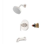 Pfister Capistrano 8P8WS2CSOSGS - Kit di finiture per vasca e doccia, valvola e cartuccia incluse, 1 maniglia, finitura in nichel spazzolato Spot Defense