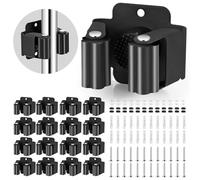 Pfloge® 12 Pezzi Porta Scope Parete, Portascope da Muro Appendibile Nero, Acciaio Inox Appendi Scope, Porta Scopa da Muro Organizzatore, Ganci per Scope da Muro per Cucina, Giardino, Bagno, Garage