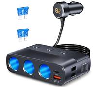 Pfloge® 7 IN1 Sdoppiatore Presa Accendisigari per Auto, 127W 12V-24V Caricatore Auto Accendisigari con 2 USB, PD30W e QC3.0, 3 Interruttori Indipendenti, Display Di Tensione LED per Telefono