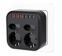 Pfloge® Ciabatta Multipresa con USB, 10-in-1 Presa Multipla con 2 AC Prese, 2 USB A+C, 3500W/15A, Ciabatta Elettrica Per Smartphone, Laptop, Casa