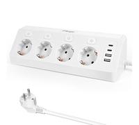 Pfloge® Ciabatta Multipresa Elettrica con USB, 4 Prese, 2 USB C+ A, Presa Multipla con Cavo 2m, 4 Interruttore, Design Ad Angolo Di 90°, per Smartphone, Laptop, Casa
