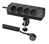 Pfloge® Ciabatta Multipresa Elettrica con USB C PD 20W, 4 Prese Max 4000W/16A, Cavo 2M, Regleta con 4 Interruttore Indipendente, Design Ad Angolo Di 90° per la Casa e l'Ufficio