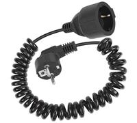 Pfloge® Prolongador Cable Electrico, Cable en Espiral Extensible de 0,6 m a 2 m máximo, Cable Espiral con Contacto de Seguridad (230V/16 A) (2M)