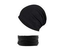 PFLYPF 1 Confezione Un Berretto Casual, con 1 Un Sciarpa, Accessori di Abbigliamento Termico, Prodotti Termici Elastici, per Uomo e Donna, Adatto per attività all'Aria Aperta, Corsa, Ciclismo (Nero)