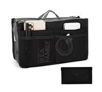 PFLYPF 1 organizer nero e 1 portafoglio in feltro nero, articoli da toeletta multiuso, doppia tasca con cerniera, custodia organizer per trucchi, adatta per viaggi