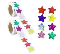 PFLYPF 1000 Pezzi Adesivi Stelle Lampeggianti Adesivi Stelle 2,5 cm Adesivi Premio Insegnanti, Adesivi Motivazionali per Bambini (8 colori)