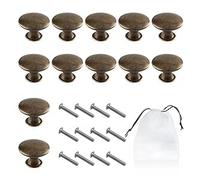 PFLYPF 12 maniglie per porta dell'armadio, con 1 borsa portaoggetti, pomello del cassetto in rame antico, anello di tiraggio per mobili, maniglia rotonda (30 mm, con vite)