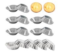 PFLYPF 15 stampi per torta di uova in alluminio, mini teglie per torta di uova riutilizzabili, stampi da forno antiaderenti per preparare muffin e cupcake (argento)