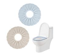 PFLYPF 2 cuscini per WC morbidi, caldi ed elastici, morbidi cuscini per WC a maglia O-FöRmige (beige, blu)