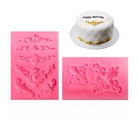 PFLYPF 2 Pezzi stampi in Rilievo, Torta Fondente, Vintage Europeo, Decorazione in Rilievo, Stampo in Silicone Liquido, Decorazione per Cottura al Cioccolato