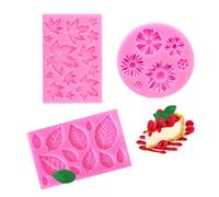 PFLYPF 2 stampi per foglie e 1 stampo per fiori, stampi in silicone, stampi per fondente in silicone, stampi per cioccolato, stampi artigianali, per fare torte, pane, cioccolato, fondente, ecc.