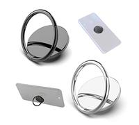 PFLYPF 2 Supporti per Anello Cellulare, Rotanti a 360 Gradi, Universali, Forte Adsorbimento, per Tutti i Telefoni (Nero, Argento)