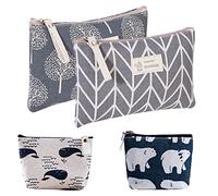PFLYPF 2pcs Trousse Cosmetici in Tela e 2pcs Piccoli Portafogli Portamonete Portatile Trousse Da Viaggio Multifunzionale Trousse Cosmetici Trousse Cosmetici di Grande Capacità