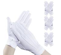 PFLYPF 3 paia di guanti da smoking, guanti bianchi con fibbie, guanti in nylon resistente al sudore, accessori per abiti da sera, cosplay, ispezione gioielli, bianco, 9*24.5cm