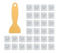 PFLYPF 30 Ganci Trasparenti Senza Cuciture, Con 1 Raschietto in Plastica, Gancio Autoadesivo Impermeabile, Rimovibile, Senza Foratura, Per Appendere Asciugamani e Chiavi
