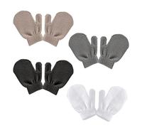 PFLYPF 4 paia di guanti invernali per bambini, in pile, caldi e resistenti al freddo, per neonati e bambini, Bianco Grigio Kaki Nero, Taglia Unica