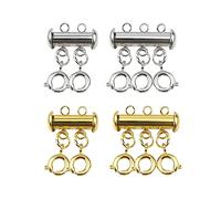 PFLYPF 4Pcs Chiusure a strato Collana Connettori Magnetici Del Braccialetto Metallo Estensori Della Collana 2 Fori e 3 Fori Accessori Gioielli Adatto per Ornamenti fatti a mano fai da te