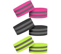PFLYPF 6 cinghie riflettenti, polsini ad alta visibilità, cinghie elastiche al polso/alla caviglia, adatte per attività presto al mattino o alla sera attrezzature di sicurezza (verde, nero, rosa)