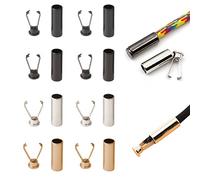 PFLYPF 8 tappi per corda, bottoni per corda, fibbie per lacci, teste per lacci, fermagli fai da te, fibbie decorative per felpe, pantaloni, cordoncini, metallizzato, Einheitsgröße