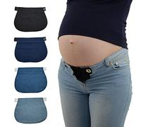 PFLYPF Cintura in Jeans 4 Pezzi, Fibbia di Estensione Regolabile per Donne in Gravidanza
