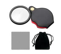 PFLYPF Lente d'ingrandimento 5x, 1 panno e 1 custodia, mini lente d'ingrandimento girevole e pieghevole con custodia protettiva in pelle, adatta per leggere, hobby.