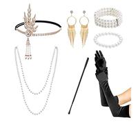 PFLYPF Set da 7 pezzi anni '20 Great Gatsby Accessori da donna Accessori anni '20 per feste in maschera Addio al nubilato Matrimonio Accessori vintage