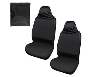 PFLYPF Set di 2 coprisedili per auto impermeabili con 1 tasca con cerniera, protezione per sedili anteriori, adatti alla maggior parte delle auto (nero)