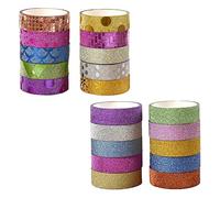 PFLYPF Set di 20 nastri Washi con brillantini, nastro adesivo scintillante, nastro adesivo per fai da te, decorazione per feste, album di ritagli, decorazione regalo
