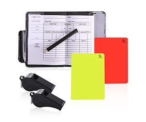 PFLYPF Set di carte da arbitro di calcio, con 2 whistle, carta da arbitro rossa e gialla, per la Coppa del Mondo e vari eventi