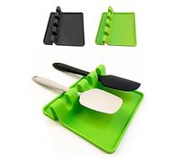 PFLYPF Vassoio per utensili da cucina, 2 pezzi, in silicone, per cucchiai multifunzione, antiscivolo e resistente al calore, per posizionare cucchiai, coperchi, spatole, bacchette