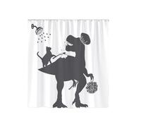 PFNHUIBDZ 1 Tenda da Doccia con Gatto Divertente, Simpatico Gattino Che cavalca Una Balena, Cartone Animato, Animale, Onda dell'Oceano, Bagno for Bambini, Impermeabile, Gancio(9,90x180cm)