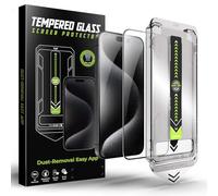 PfX XShield - Set di 2 pellicole protettive in vetro temperato per iPhone 15, iPhone 16 e 15, con strumento di montaggio, ultra trasparente, antigraffio e senza bolle, panno per la pulizia (iPhone