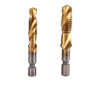 PFXNGMS 1/6Pcs Set di Punte per Trapano con Gambo Esagonale in Titanio Placcato HSS, Punte per Filettatura, Maschi composti M3 M4 M5 M6 M8 M10 Utensili manuali MINGPING (Colore: 2 Pezzi Dorati)