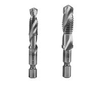 PFXNGMS 6 Pezzi/Set Punta per Trapano con Gambo Esagonale in Titanio Placcato HSS Punta per Filettatura M3 M4 M5 M6 M8 M10 Utensili manuali MINGPING (Colore: 2 Pezzi Argento)