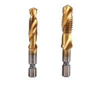 PFXNGMS Pezzi/Set Punta per Trapano con Gambo Esagonale in Titanio Placcato HSS Punta per Filettatura M3 M4 M5 M6 M8 M10 Utensili manuali MINGPING (Colore: 2 Pezzi Dorato)