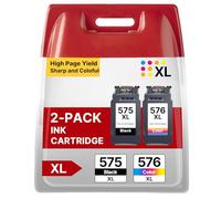 RUDGUZ PG-575XL CL-576XL Cartucce Sostituzione per Cartucce Canon 575 576 XL Nero e Colore per PIXMA TS3550i TS3551i TR4750i TR4751i TS3750i TS3751i TS3752i (Nero Tri-Colore, 2-Pack)