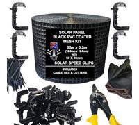 PG Kit di rete a prova di uccelli e 60 clip da 30 mm per controllo e prevenzione dei piccioni che nidificano sotto il tetto, pannelli solari, fascette fermacavi, guanti, tagliacavi (PVC nero, 30 m)