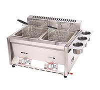 PGKTKCWH Friggitrice a Gas Commerciale a Doppio Serbatoio da 16 Litri, Macchina per friggere da Cucina a Gas Professionale da banco ad Alta capacità in Acciaio Inossidabile per ristoranti,