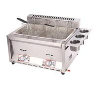 PGKTKCWH Friggitrice a Gas Commerciale a Doppio Serbatoio da 16 Litri, Macchina per friggere da Cucina a Gas Professionale da banco ad Alta capacità in Acciaio Inossidabile per ristoranti,