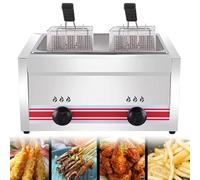 PGKTKCWH Friggitrice a Gas GPL Professionale, friggitrice Commerciale in Acciaio Inossidabile con cestelli e coperchi per friggitrice, per Cucina Domestica Commerciale, monocilindrico da 20