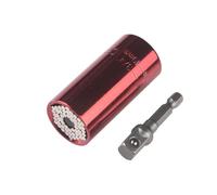 PGLVLZFGFN 7-19mm Universal Torque Wrench Head Set Magic Key Grip Socket Bit Power Drill Ratchet Bushing Spanner Multi Hand Tools Presa di corrente(Red)