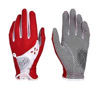 PGM Guanti da golf da donna con sistema di presa migliorato, comodi guanti che lasciano circolare l'aria, colore rosso, XL