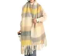 PGPBVLVGHM Sciarpe Invernali Spesse for Le Donne, Sciarpa Scozzese Spessa e Calda in Maglia for Il Freddo, Sciarpe Lunghe e Grandi a Quadri Oversize(Yellow)