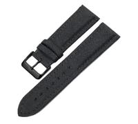 Pgqjfks Cinturino da uomo in tela di nylon da 18mm/19mm/20mm/21mm/22mm/23mm/24mm/26mm, fibbia ad ardiglione nera, Nero, 19mm