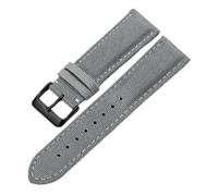 Pgqjfks Cinturino da uomo in tela di nylon da 18mm/19mm/20mm/21mm/22mm/23mm/24mm/26mm, fibbia ad ardiglione nera, Grigio, 19mm