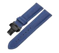 Pgqjfks Cinturino in tela di nylon da uomo 18mm/19mm/20mm/21mm/22mm/23mm/24mm/26mm, fibbia a farfalla nera, Blu reale, 23mm