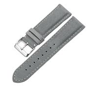 Pgqjfks Cinturino per orologio da uomo in tela di nylon da 18mm/19mm/20mm/21mm/22mm/23mm/24mm/26mm, fibbia ad ardiglione in argento, Grigio, 21mm
