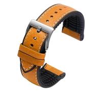 Pgqjfks Cinturino per orologio in pelle di vacchetta 19/20/21/22/23mm Bracciale da uomo in caucciù, Perno in acciaio kaki, 23mm