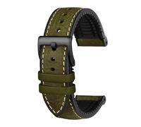 Pgqjfks Cinturino per orologio in pelle di vacchetta 19/20/21/22/23mm Bracciale da uomo in caucciù, Verde militare-nero, 23mm