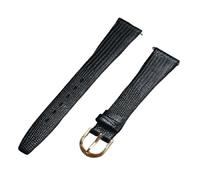 Pgqjfks Cinturino per orologio vintage 12/14/16/18/19/20/21mm Cinturino in pelle di vitello sottile e morbido, Nero-oro, 19mm